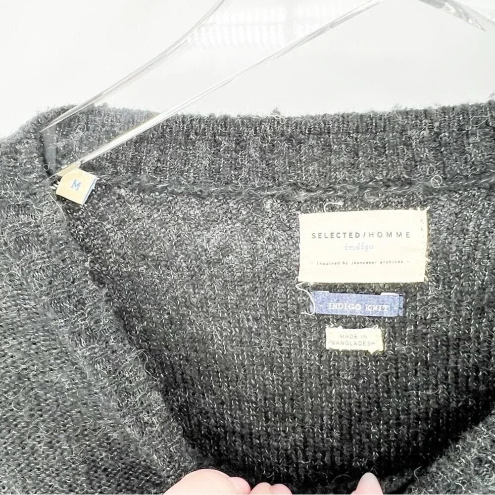 Selected HOMME Shinal Crewneck Wool Blend Sweater M Grey